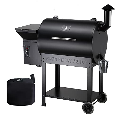Z GRILLS ZPG-7002B Pellet Smoker Grill with PID Control, Rain Cover, 700 sq. in Cooking Area for Outdoor BBQ, Black